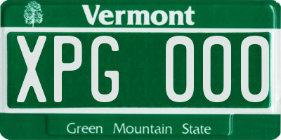 VT license plate XPG000