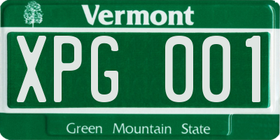 VT license plate XPG001