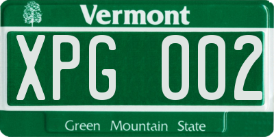 VT license plate XPG002