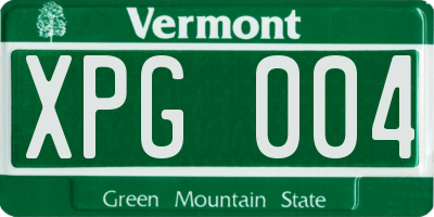 VT license plate XPG004