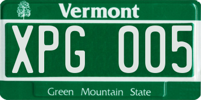 VT license plate XPG005