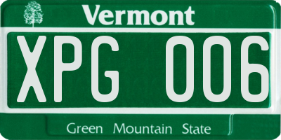 VT license plate XPG006