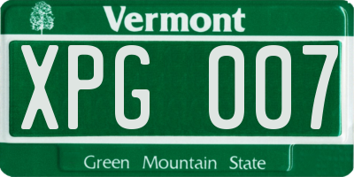 VT license plate XPG007