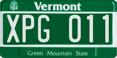 VT license plate XPG011