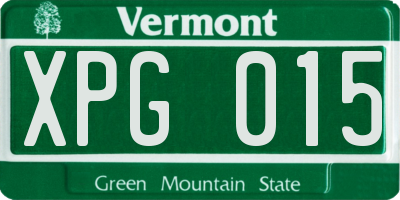 VT license plate XPG015