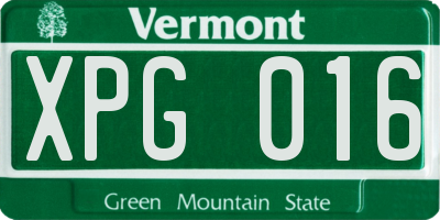 VT license plate XPG016