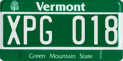 VT license plate XPG018