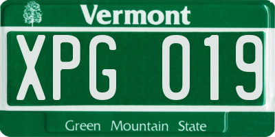 VT license plate XPG019