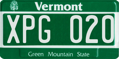 VT license plate XPG020