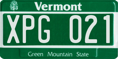 VT license plate XPG021