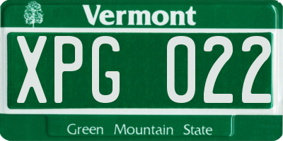 VT license plate XPG022