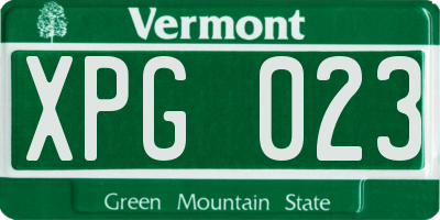 VT license plate XPG023