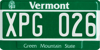 VT license plate XPG026