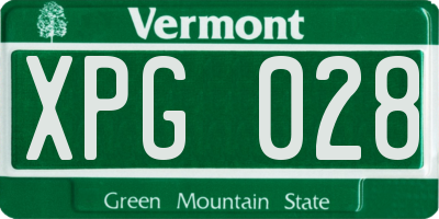VT license plate XPG028