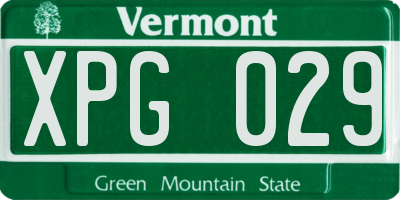 VT license plate XPG029