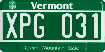 VT license plate XPG031