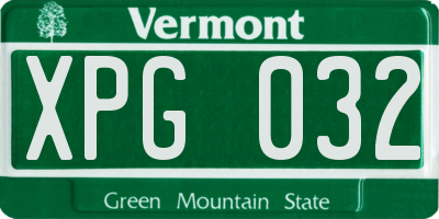 VT license plate XPG032