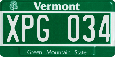 VT license plate XPG034