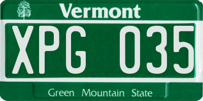 VT license plate XPG035