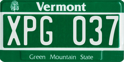 VT license plate XPG037