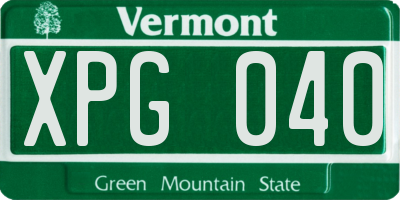 VT license plate XPG040