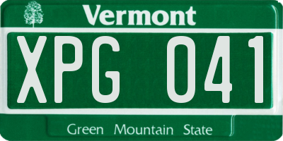 VT license plate XPG041