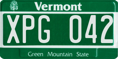 VT license plate XPG042