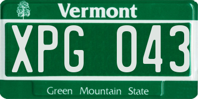 VT license plate XPG043