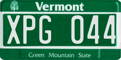 VT license plate XPG044