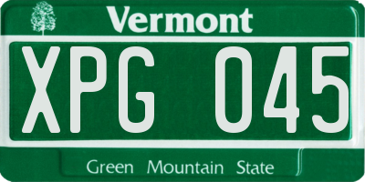 VT license plate XPG045