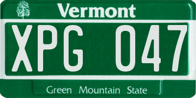 VT license plate XPG047