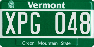 VT license plate XPG048