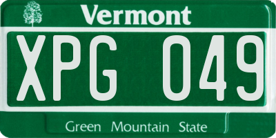 VT license plate XPG049