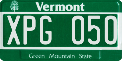 VT license plate XPG050