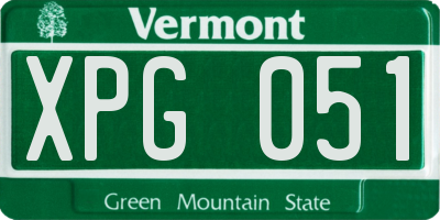 VT license plate XPG051
