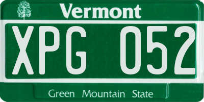 VT license plate XPG052
