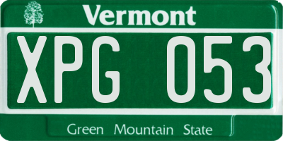 VT license plate XPG053