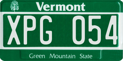 VT license plate XPG054