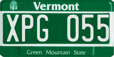VT license plate XPG055