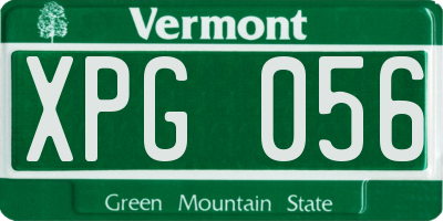 VT license plate XPG056