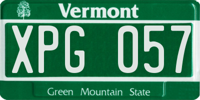 VT license plate XPG057