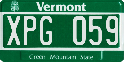VT license plate XPG059
