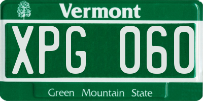 VT license plate XPG060