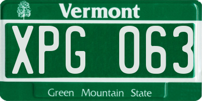 VT license plate XPG063