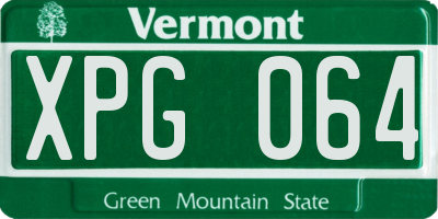 VT license plate XPG064