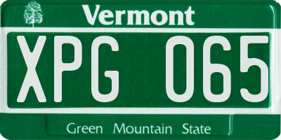 VT license plate XPG065