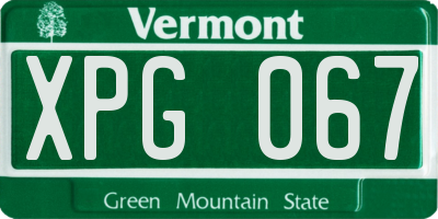 VT license plate XPG067