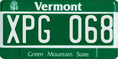 VT license plate XPG068