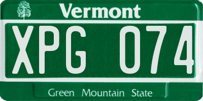 VT license plate XPG074