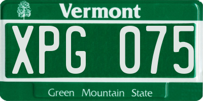 VT license plate XPG075